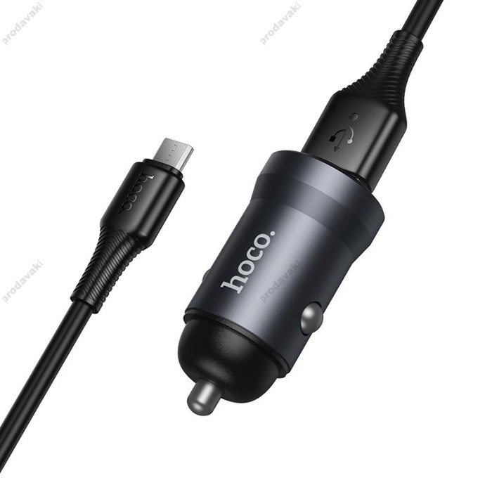 Автомобільний зарядний пристрій Hoco Z62 Energy single-port Micro USB Cable 3A 18W Grey