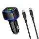 Автомобільний зарядний пристрій BOROFONE BZ14A Mercury + Cable Type-C to Type-C 20W Black