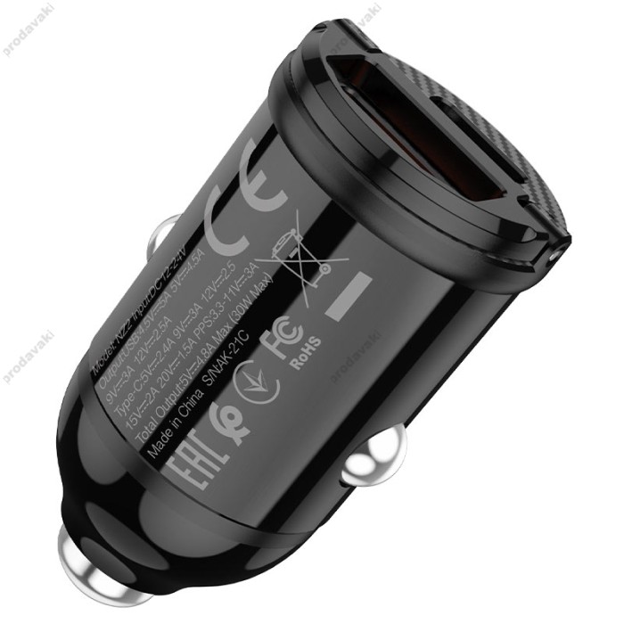 Автомобільний зарядний пристрій Hoco NZ2 Link Car Charger 30W Black