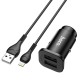 Автомобільний зарядний пристрій HOCO NZ4 Wise road + Lightning Cable 4.8A 24W Black