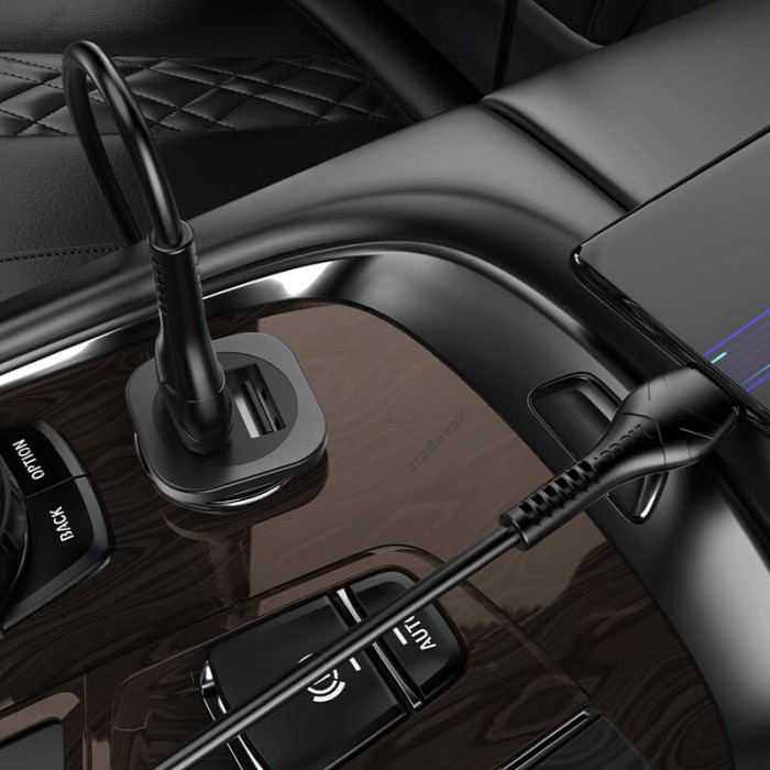 Автомобільний зарядний пристрій Hoco NZ4 Wise road + Micro Cable 24W Black