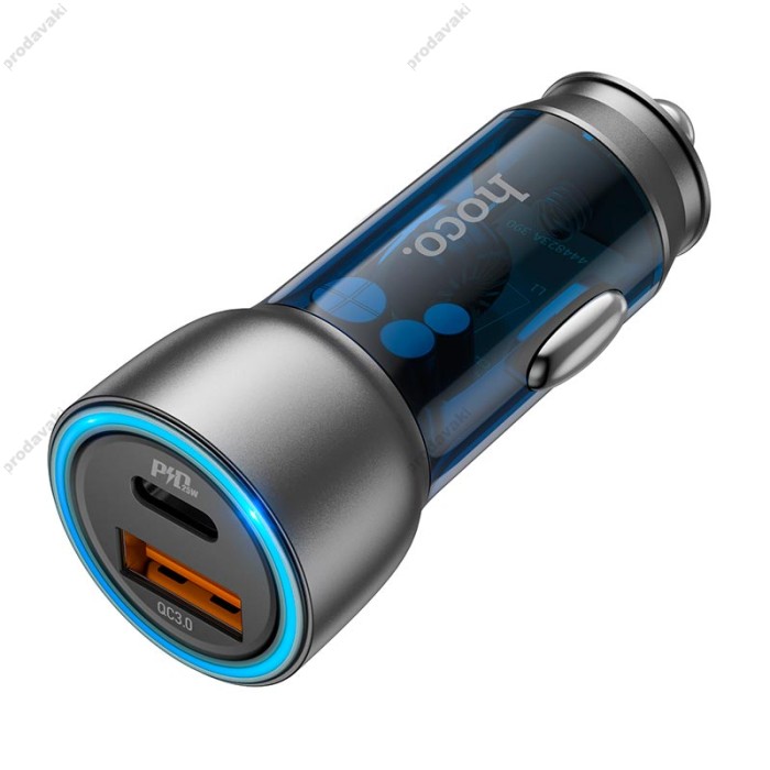 Автомобільний зарядний пристрій Hoco NZ8 Sprinter dual port Car charger 43W Blue Black