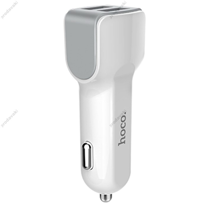 Автомобільний зарядний пристрій адаптер Hoco Z23 2.4A 2USB White