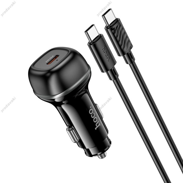 Автомобільний зарядний пристрій Hoco Z58 rank single port Car charger Type-C cable 30W Black