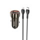 Автомобільний зарядний пристрій Hoco Z46A Blue whale Lightning Cable 3A 30W Grey