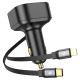 Автомобільний зарядний пристрій Hoco NZ13 Clever Car charger with telescopic cable 30W Black