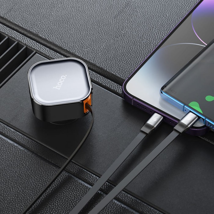 Автомобільний зарядний пристрій Hoco NZ13 Clever Car charger with telescopic cable 30W Black