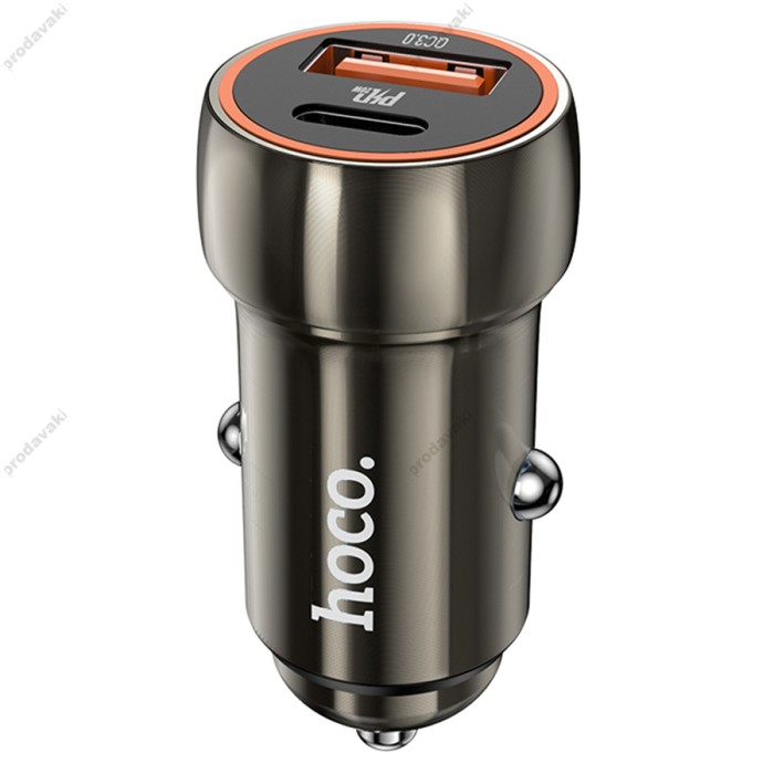 Автомобільний зарядний пристрій Hoco Z46A Blue whale Type-C Cable 3A 30W Grey