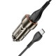Автомобільний зарядний пристрій Hoco Z46A Blue whale Type-C Cable 3A 30W Grey