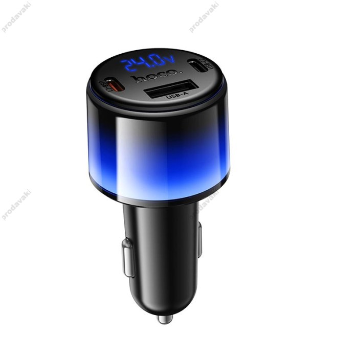 Автомобільний зарядний пристрій HOCO Z69A Vivido car charger with digital display 37W Black