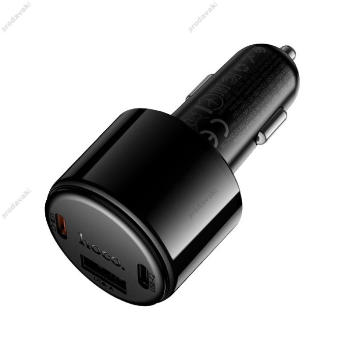 Автомобільний зарядний пристрій HOCO Z69A Vivido car charger with digital display 37W Black
