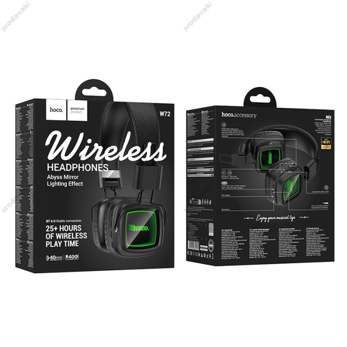 Бездротові Bluetooth навушники HOCO W72 Earl Ⅲ abyss mirror headphones  Black