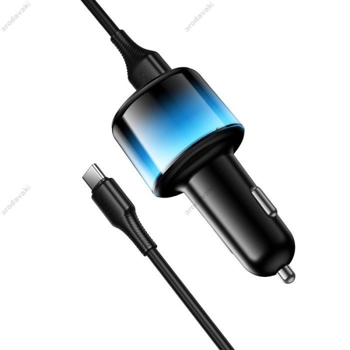 Автомобільний зарядний пристрій HOCO Z69 Vivido car charger Type-C cable 24W Black