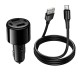 Автомобільний зарядний пристрій HOCO Z69 Vivido car charger Type-C cable 24W Black