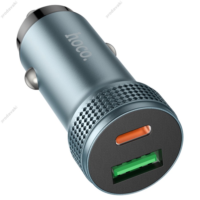 Автомобільний зарядний пристрій Hoco Z49B Level Car charger 38W Metal grey