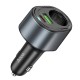 Автомобільний зарядний пристрій розгалужувач HOCO Z56 Friend cigarette lighter car charger 35W Metal grey