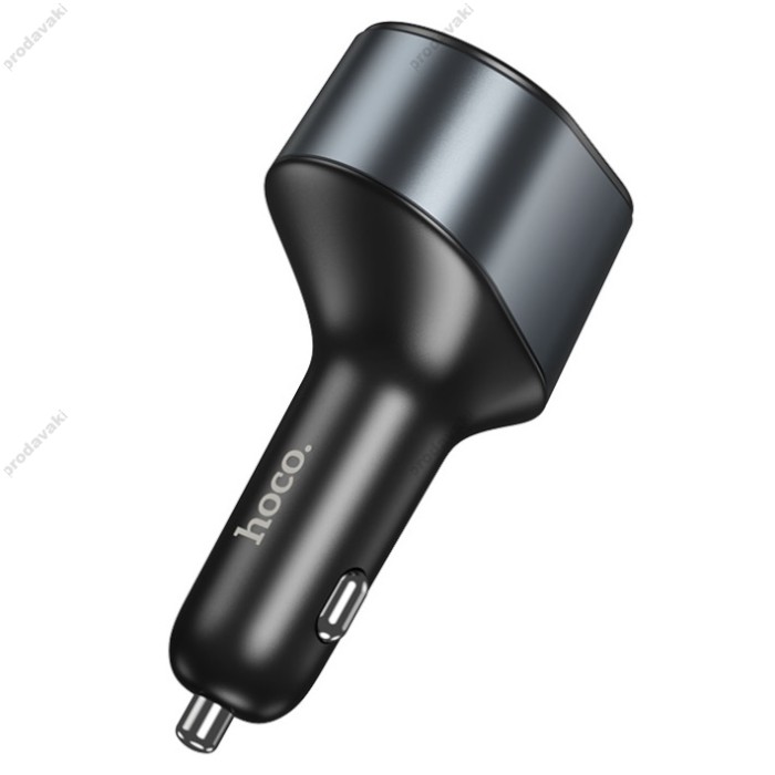 Автомобільний зарядний пристрій розгалужувач HOCO Z56 Friend cigarette lighter car charger 35W Metal grey