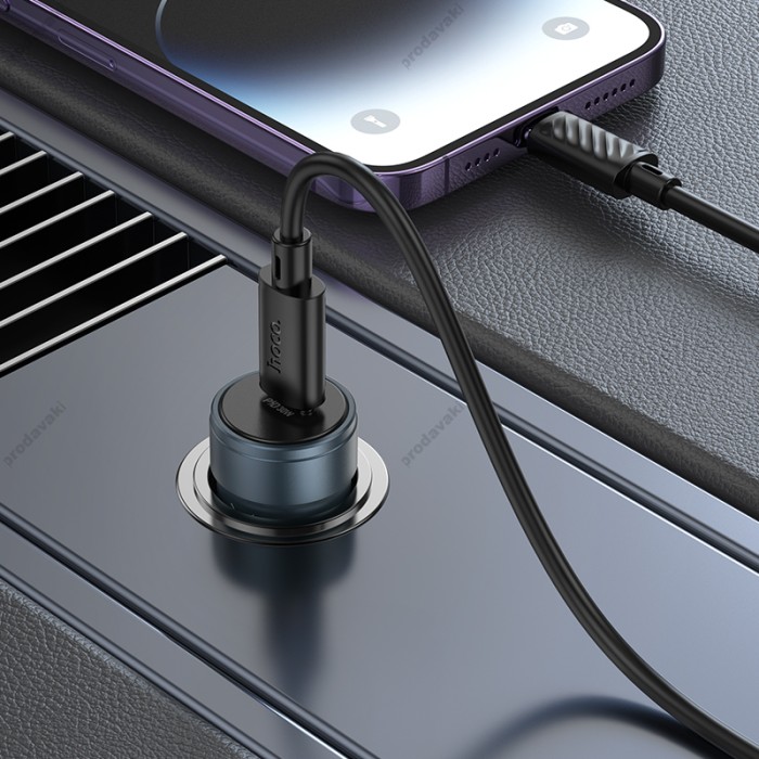 Автомобільний зарядний пристрій Hoco Z57 Glorious single-port car charger 30W Metal grey