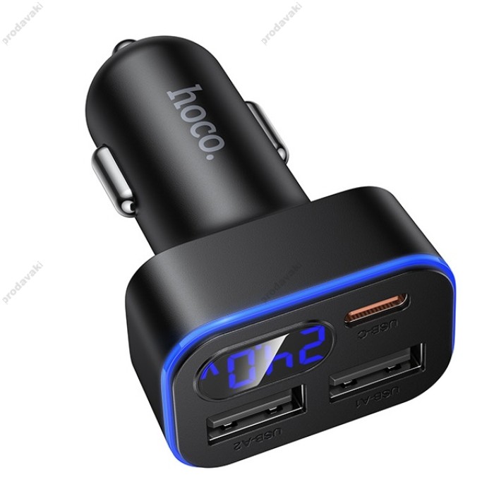 Автомобільний зарядний пристрій Hoco Z63A Barry digital display car charger 42W Black