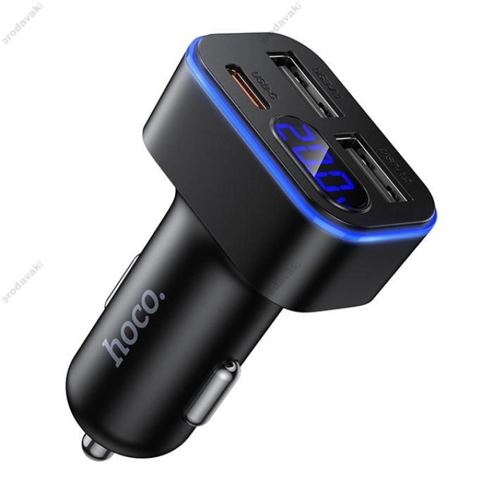 Автомобільний зарядний пристрій Hoco Z63A Barry digital display car charger 42W Black