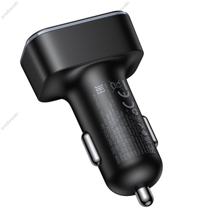 Автомобільний зарядний пристрій Hoco Z63A Barry digital display car charger 42W Black