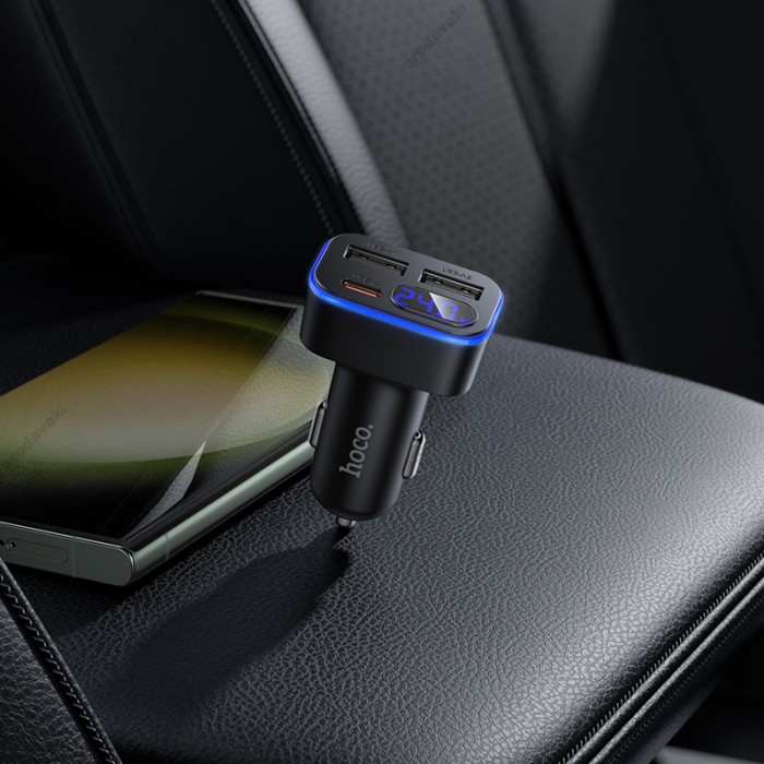 Автомобільний зарядний пристрій Hoco Z63A Barry digital display car charger 42W Black