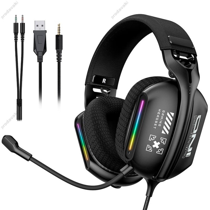 Дротові навушники Onikuma X12 Noise Cancelling Headphone Wired Game Headset RGB Black