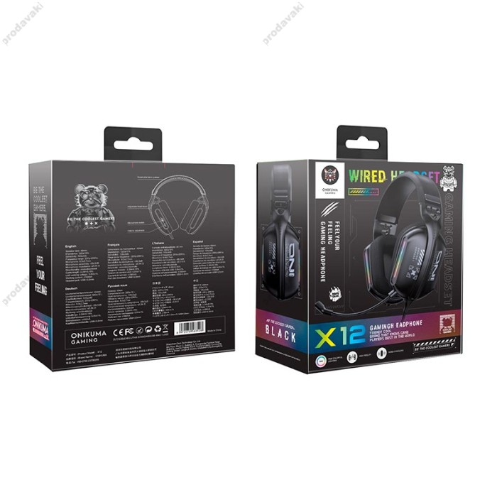 Дротові навушники Onikuma X12 Noise Cancelling Headphone Wired Game Headset RGB Black