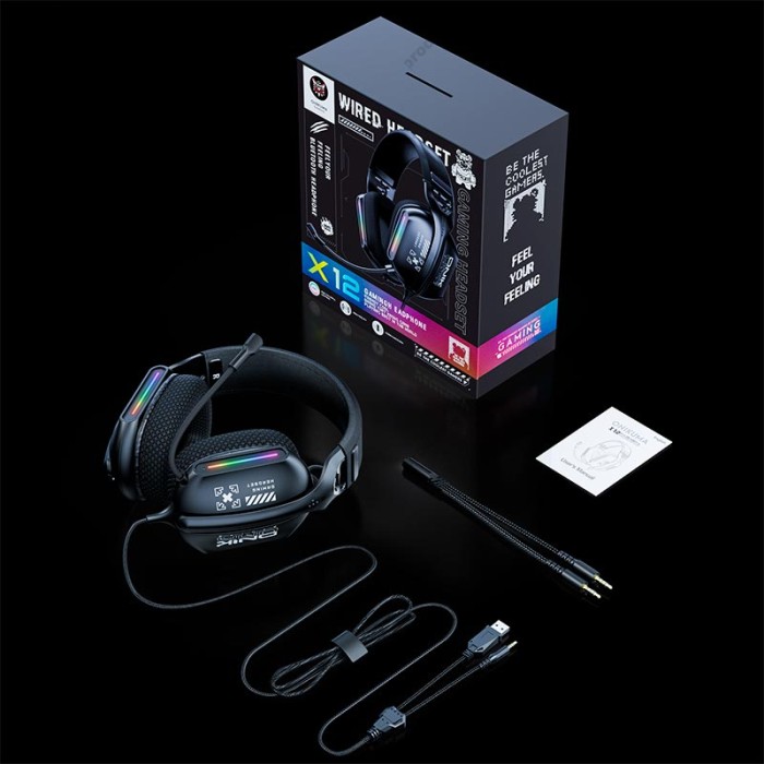 Дротові навушники Onikuma X12 Noise Cancelling Headphone Wired Game Headset RGB Black