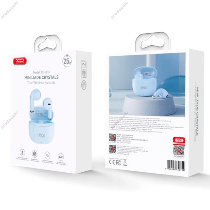 Бездротові Bluetooth навушники XO X33 Yu Jing TWS Headset BT 5.3 Blue