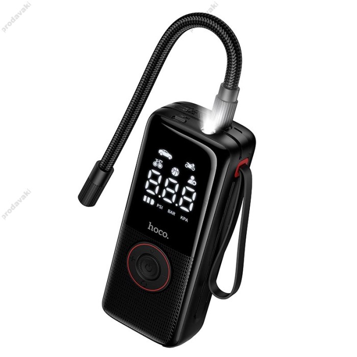 Автомобільний компресор насос Hoco ZP18 Enlighten portable smart air pump 4000 mAh Black