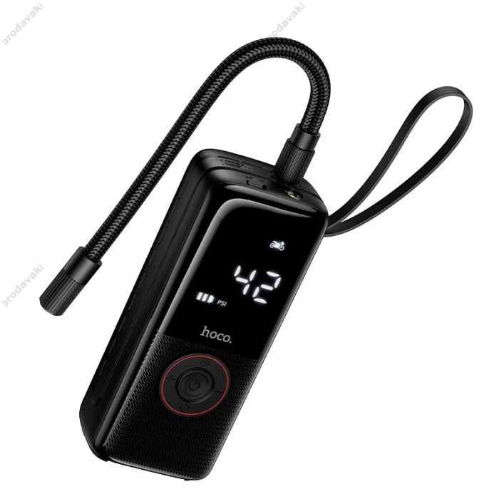 Автомобільний компресор насос Hoco ZP18 Enlighten portable smart air pump 4000 mAh Black