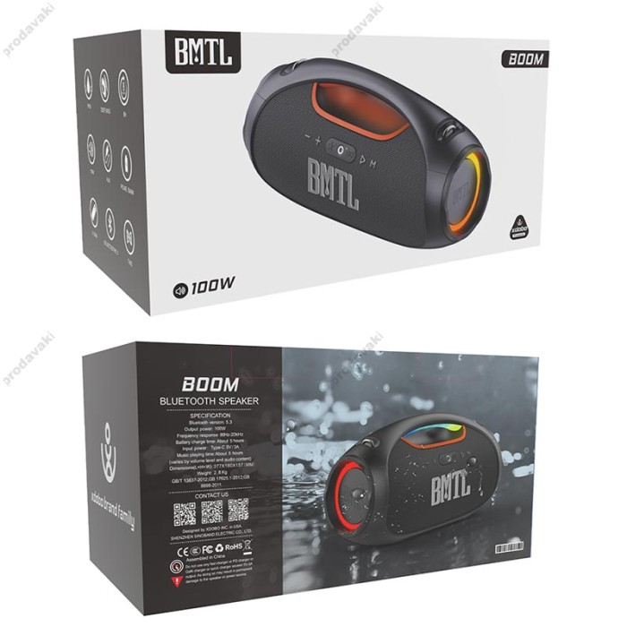 Портативна колонка Bluetooth XDOBO BMTL BOOM IPX6 BT5.3 TWS 100W Black