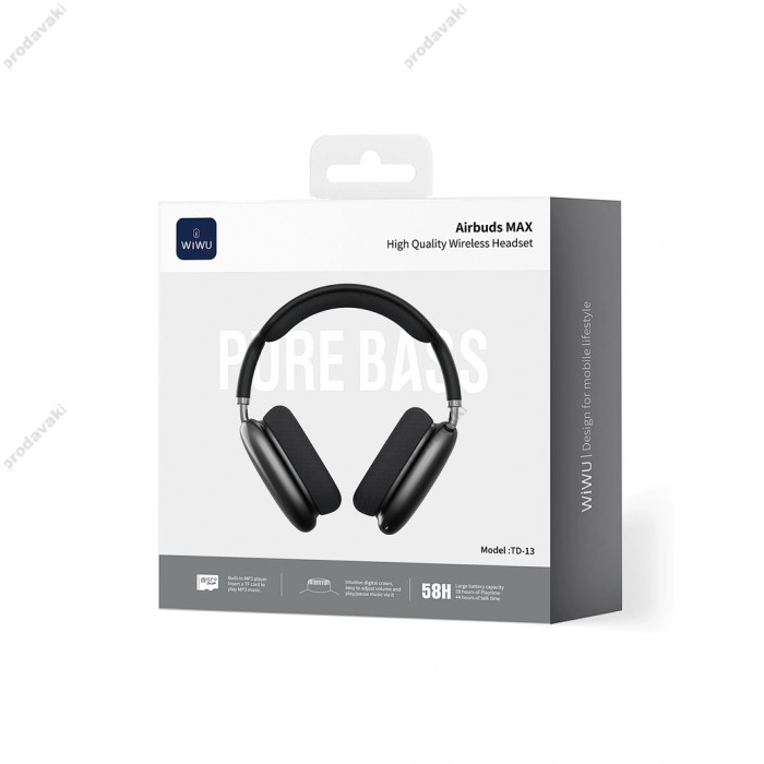 Бездротові Bluetooth навушники WiWU TD-13 Airbuds MAX Headset Black