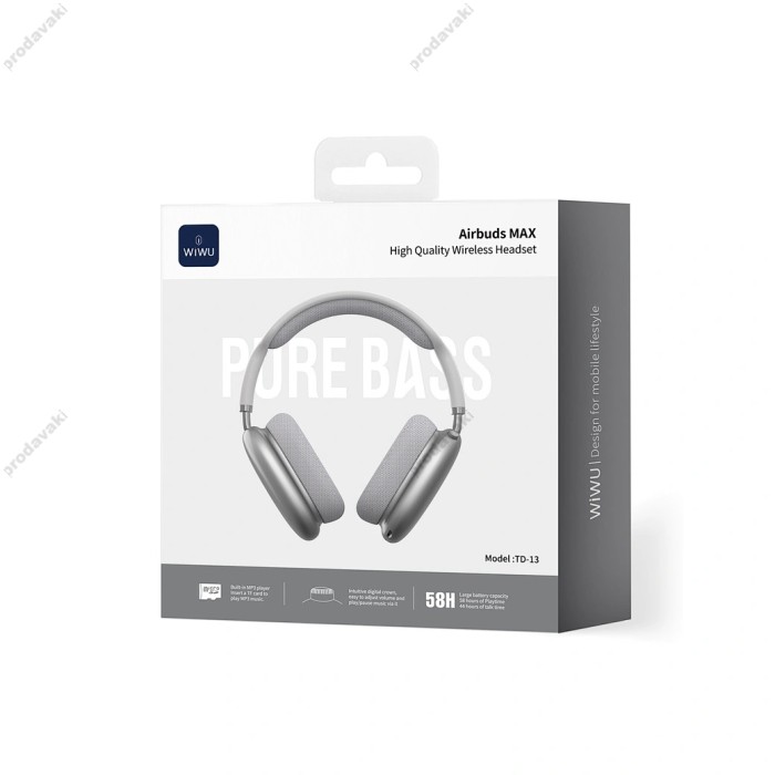Бездротові Bluetooth навушники WiWU TD-13 Airbuds MAX Headset Silver