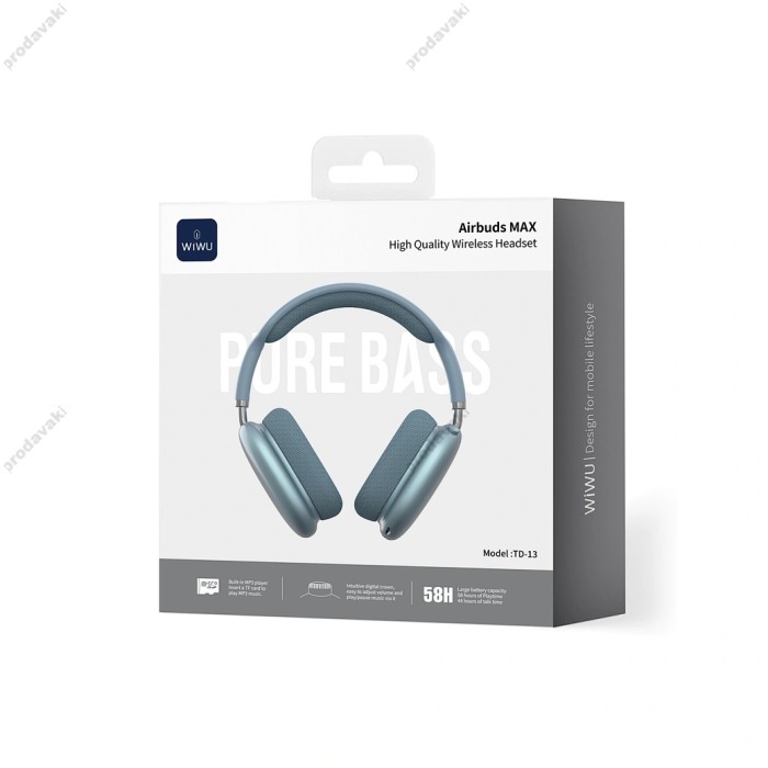 Бездротові Bluetooth навушники WiWU TD-13 Airbuds MAX Headset Blue