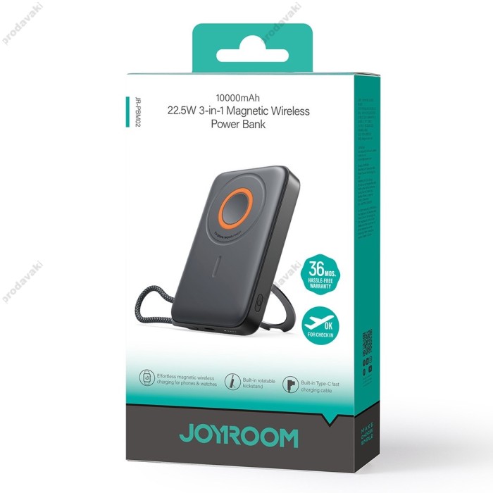 Повербанк портативний акумулятор Power bank Joyroom JR-PBM02 MagSafe магнітний 10000 mAh Black