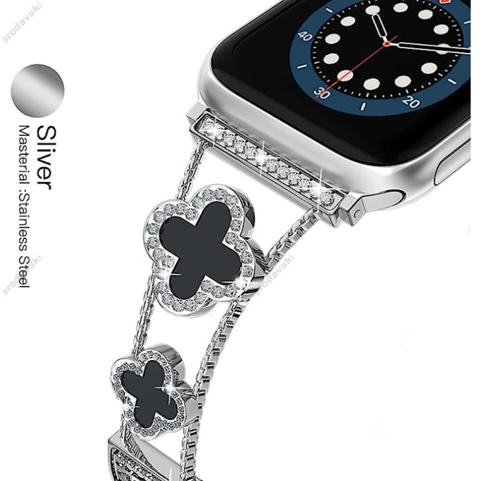Ремінець для Apple Watch Four-leaf Clover Diamond 38mm/40mm/41mm Silver Black