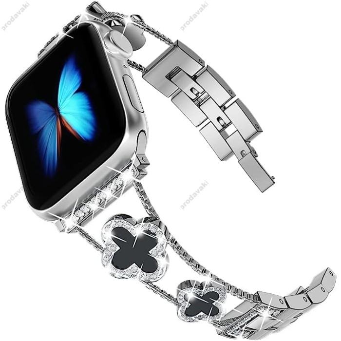 Ремінець для Apple Watch Four-leaf Clover Diamond 38mm/40mm/41mm Silver Black