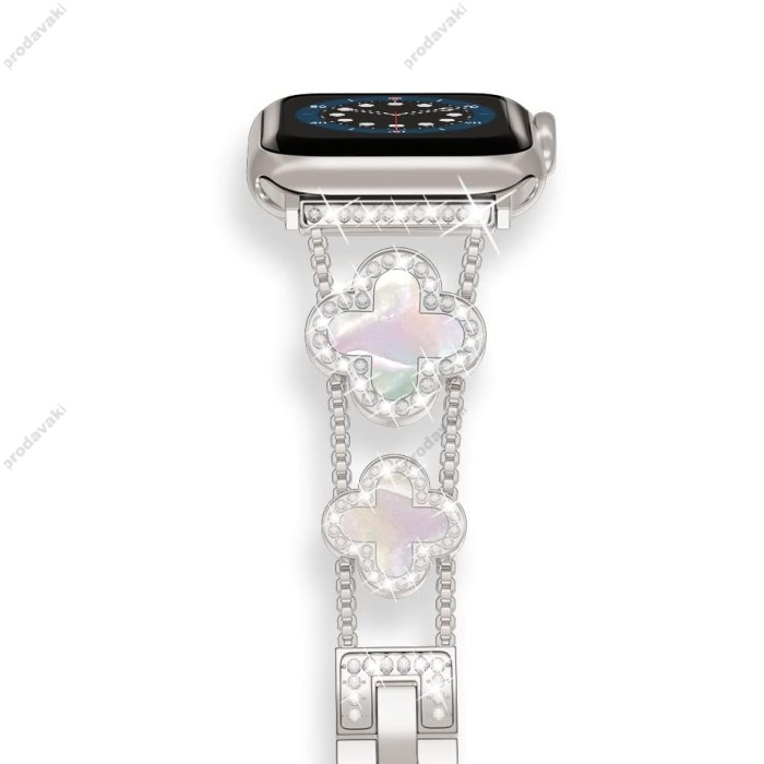 Ремінець для Apple Watch Four-leaf Clover Diamond 38mm/40mm/41mm Silver White