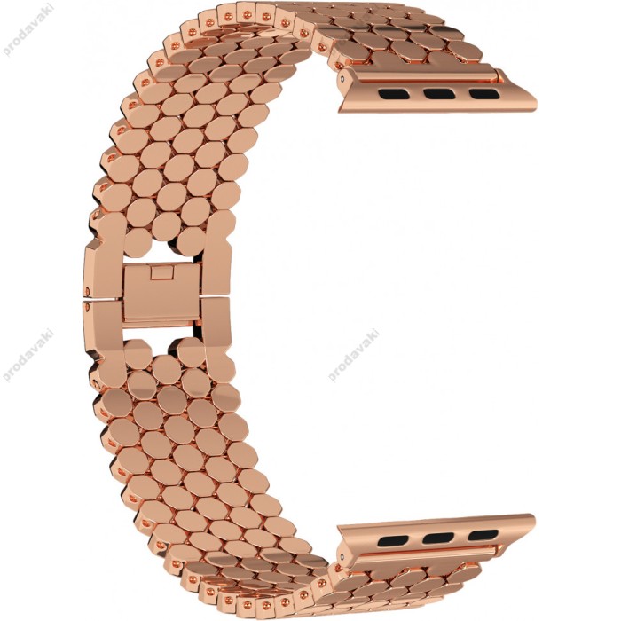 Ремінці Apple Watch Stainless Luxury Steel 38mm / 40mm / 41mm ( Рожеве золото / Rose Gold )