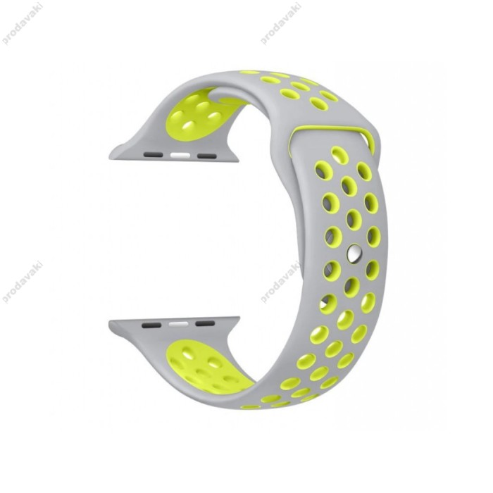 Ремешок для Apple Watch Sport Nike+ 38mm / 40mm / 41mm серо-лимонный