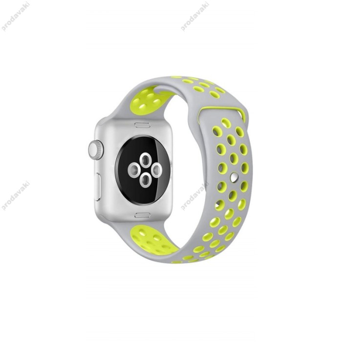 Ремешок для Apple Watch Sport Nike+ 38mm / 40mm / 41mm серо-лимонный