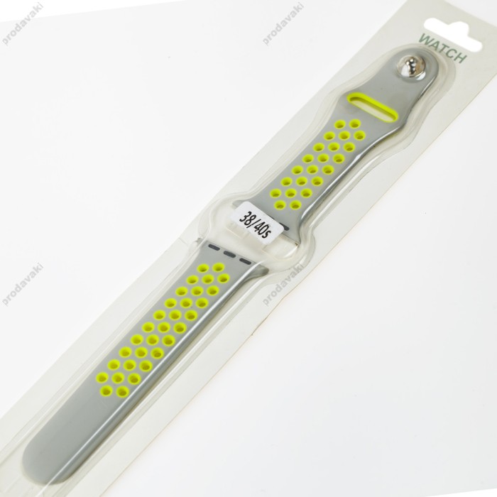 Ремешок для Apple Watch Sport Nike+ 38mm / 40mm / 41mm серо-лимонный