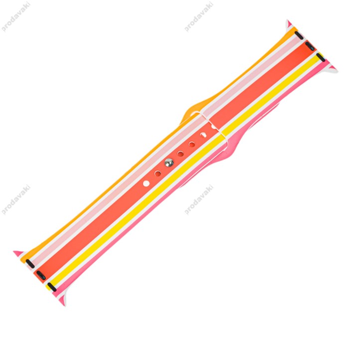 Ремінець Sport Band для Apple Watch 42mm / 44mm / 45mm pink yellow lines