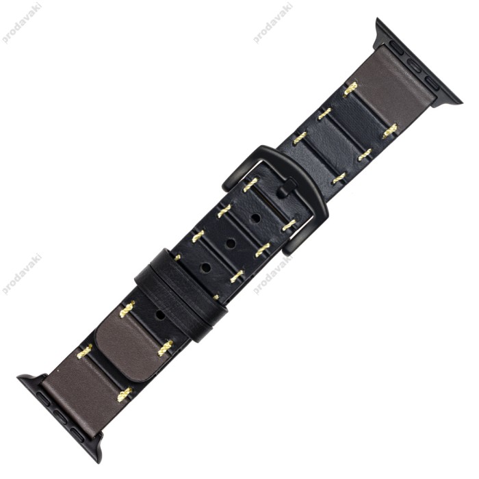 Ремінець для Apple Watch шкіра зі ланками 42mm / 44mm / 45mm чорний