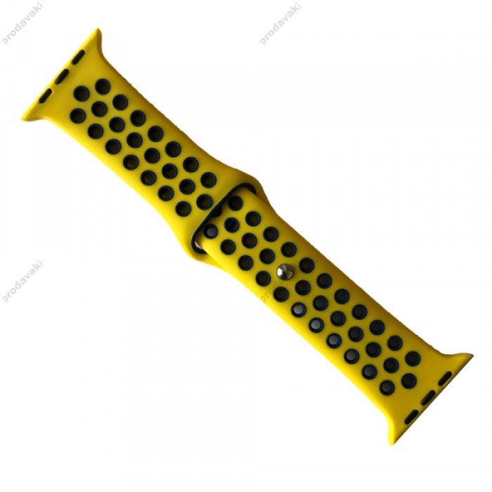 Силіконовий ремінець Nike 42mm/44mm/45mm для Apple Watch (Yellow-black)