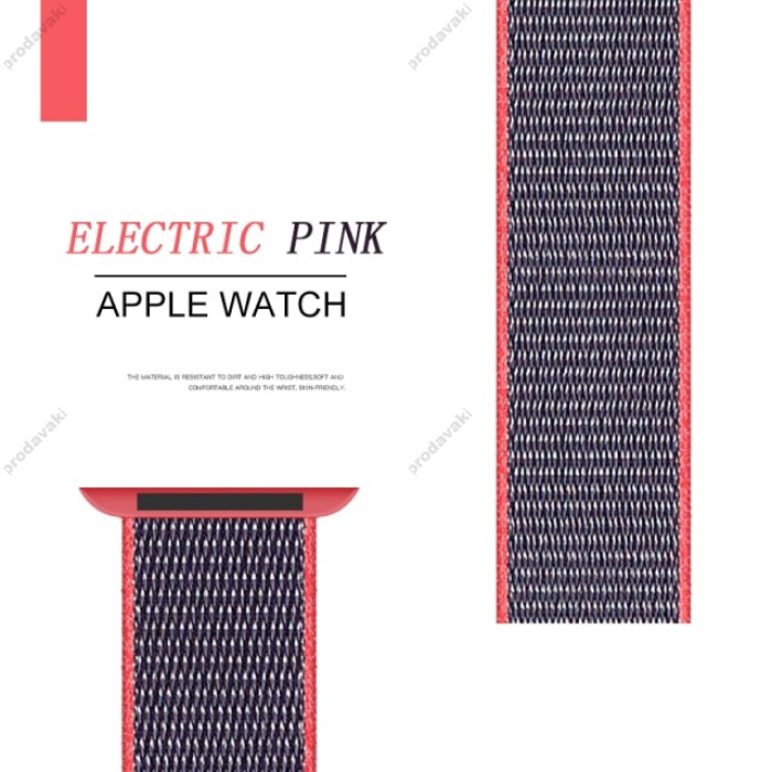 Нейлоновий ремінець Nylon loop 42mm/44mm/45mm для Apple Watch (Electric Pink)