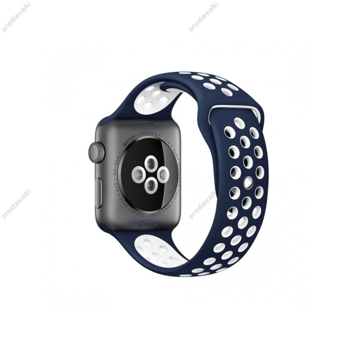 Ремінець для Apple Watch Sport Nike+ 38mm / 40mm / 41mm midnight blue white (синій з білим)