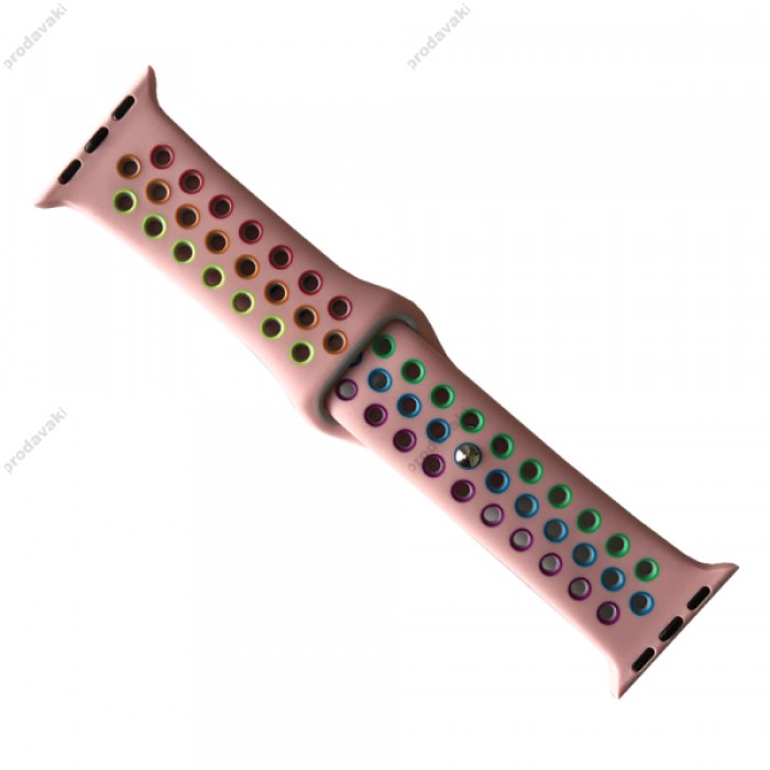 Силіконовий ремінець Nike 42mm/44mm/45mm для Apple Watch (Pink-rainbow)